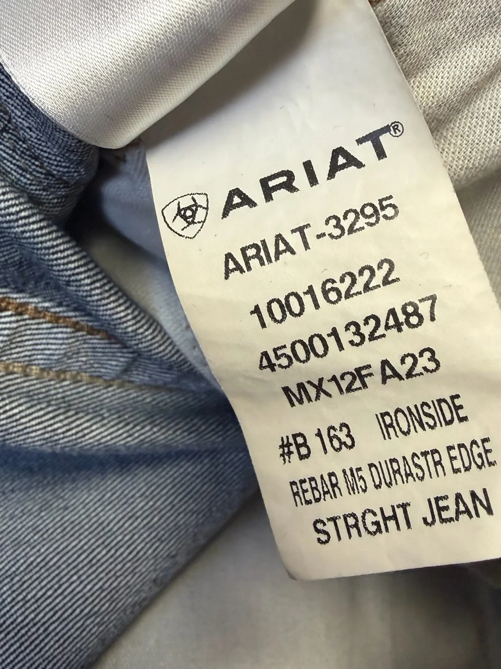 Ariat M5 Straight Fit Straight Leg Jeans Mens 34x36 Blue Denim Rebar